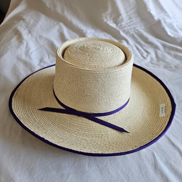 Sun Body Accessories - Sun Body Reata Hat 6 7/8 (55) Woven Straw Purple Ribbon